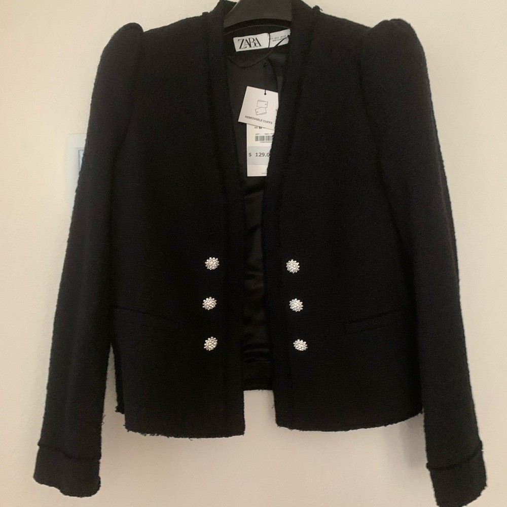 Brand new black Zara tweed jacket